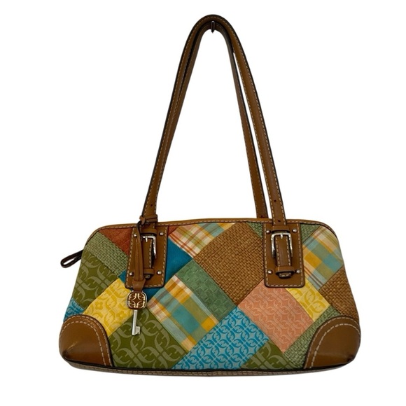 Fossil Per-Se Womens Suede And Fabric Textile Satchel Purse - Picture 1 of 12
